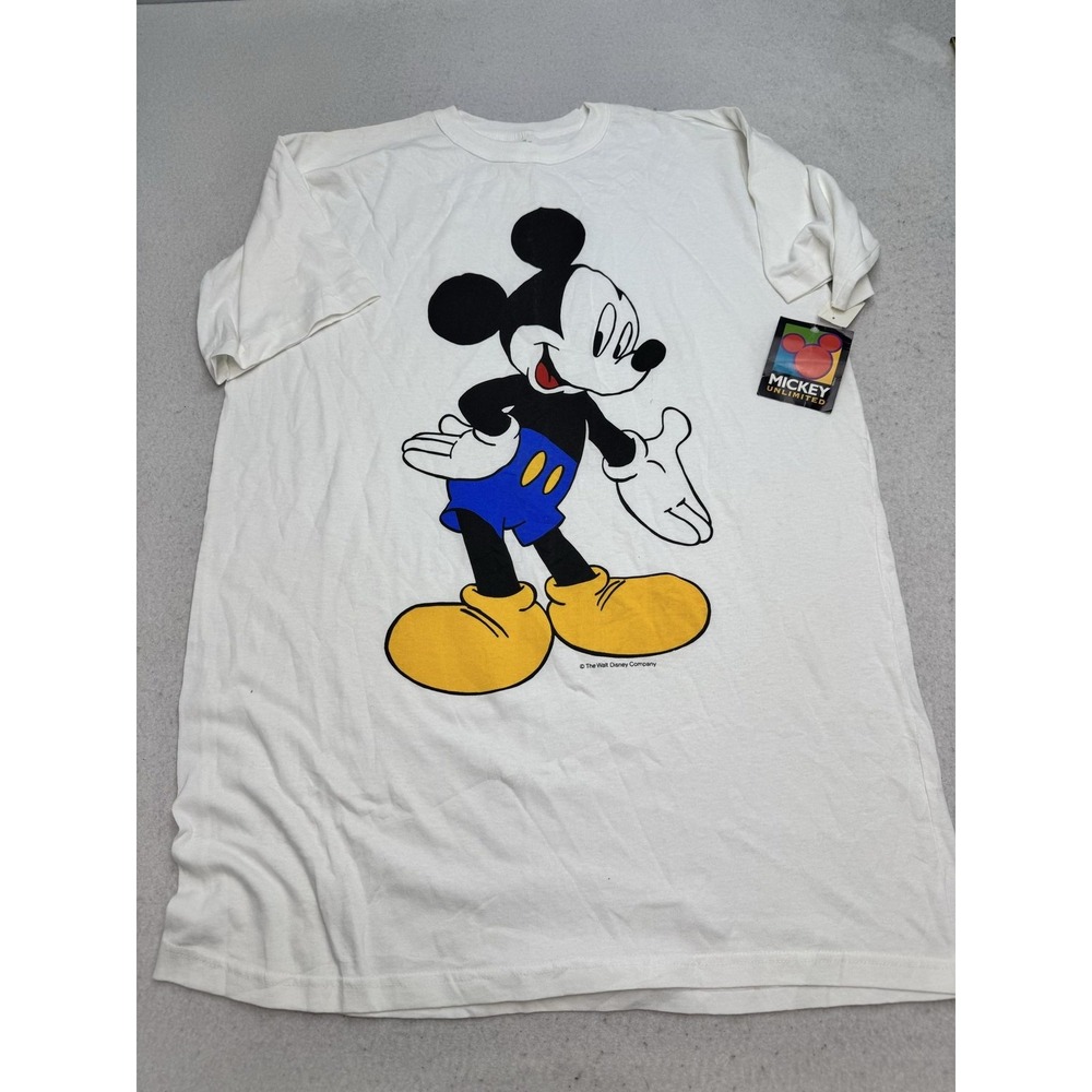 Vintage Mickey Unlimited Sleepshirt Womens One Size White Mickey Mouse Cotton